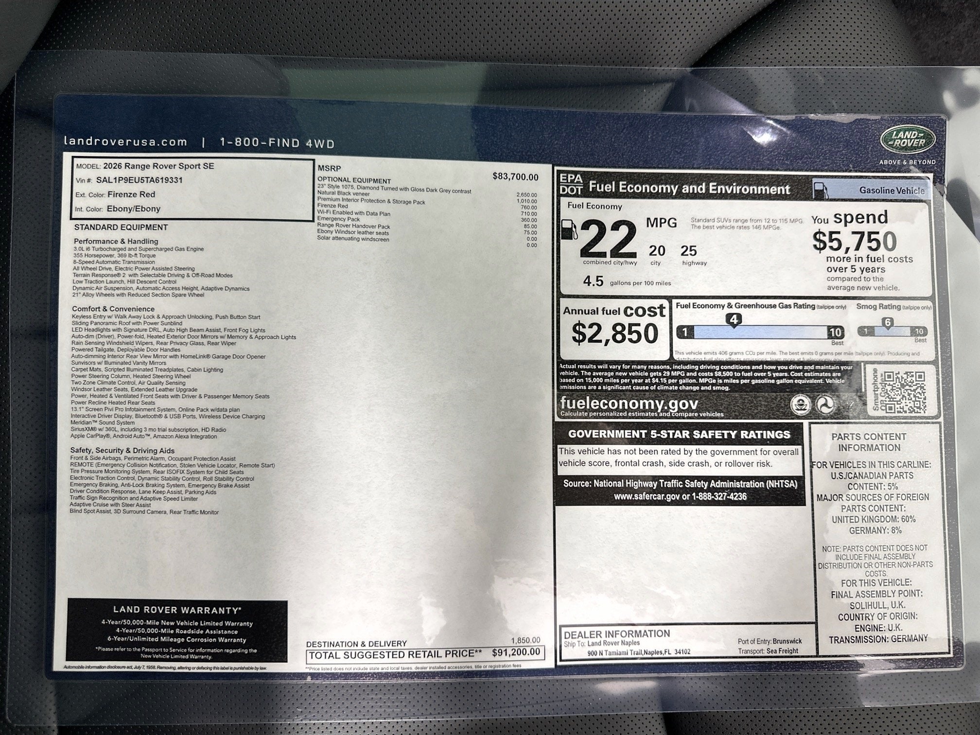 2026 Land Rover Range Rover Sport SE