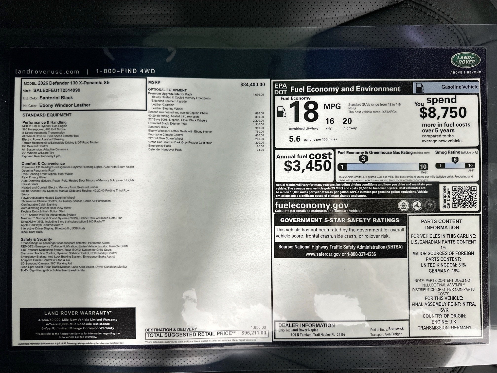 2026 Land Rover Defender 130 X-Dynamic SE
