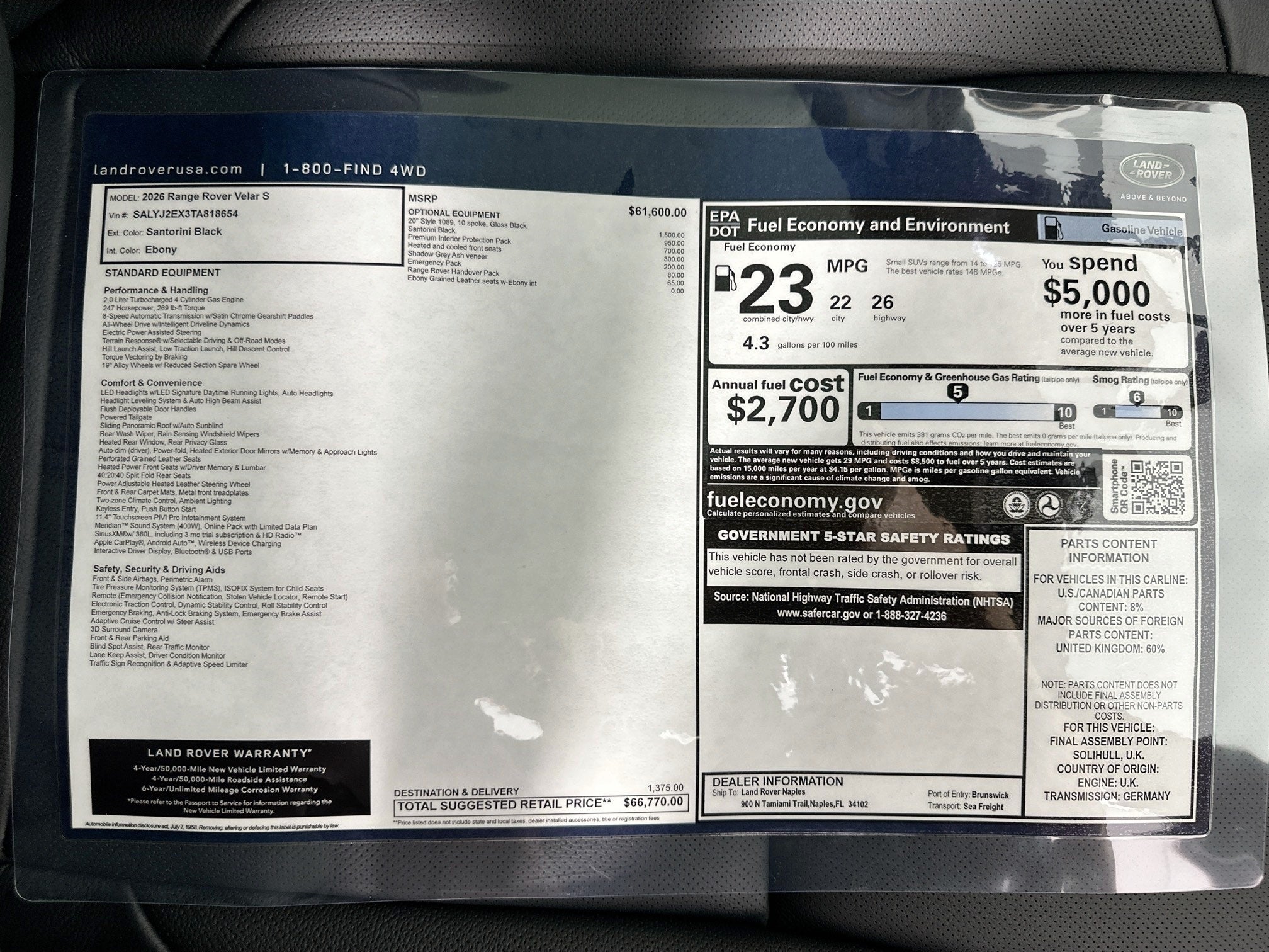 2026 Land Rover Range Rover Velar S