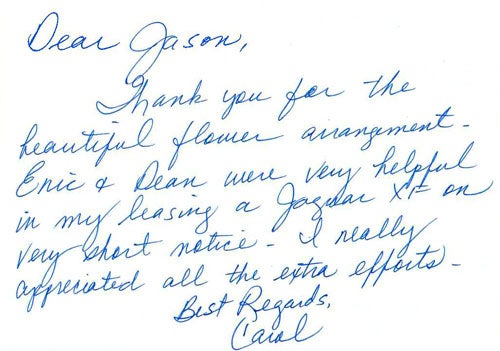 Jaguar XF lease thank you