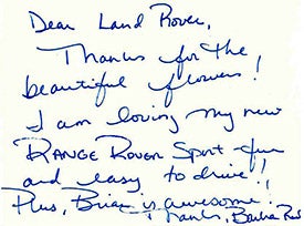 Land Rover Thank You card