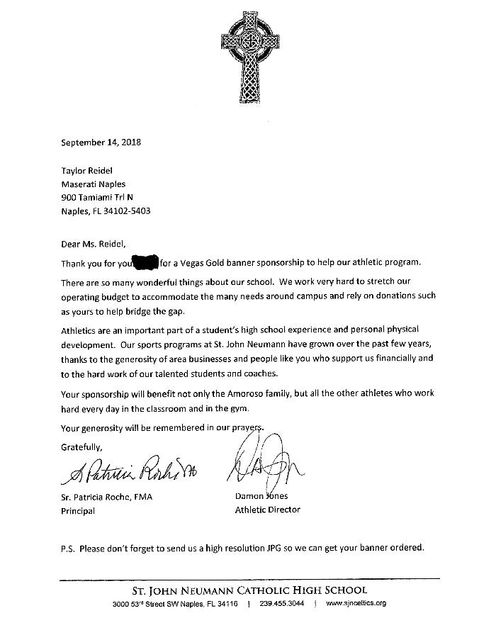 Thank you note - John Neuman