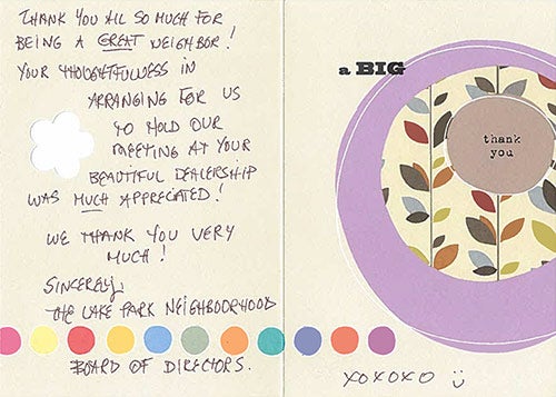 The Lake Park Neighborhood Thank You Card