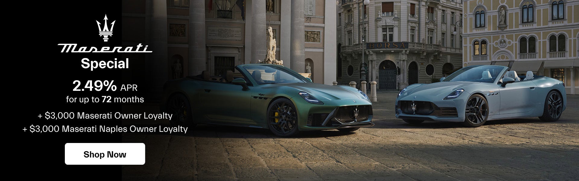 Maserati Special 2.49% APR for up to 72 mos. + $3,000 Masera